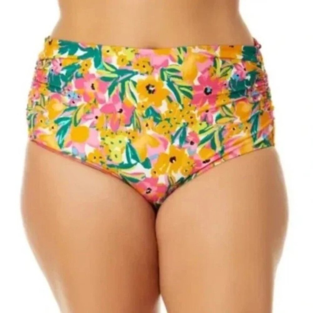 Anne Cole Sunshine Floral Convertible Swim Bottom UPF 50 XXL NWT